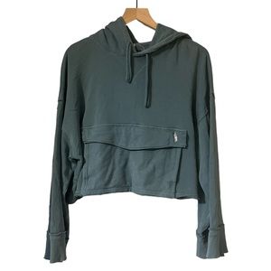 Free People Dark Green Cropped Hoodie
